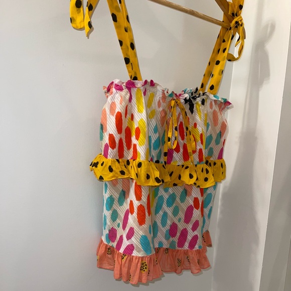 Anthropologie Animal Print Tie Strap Ruffle Tank Top - Picture 10 of 12